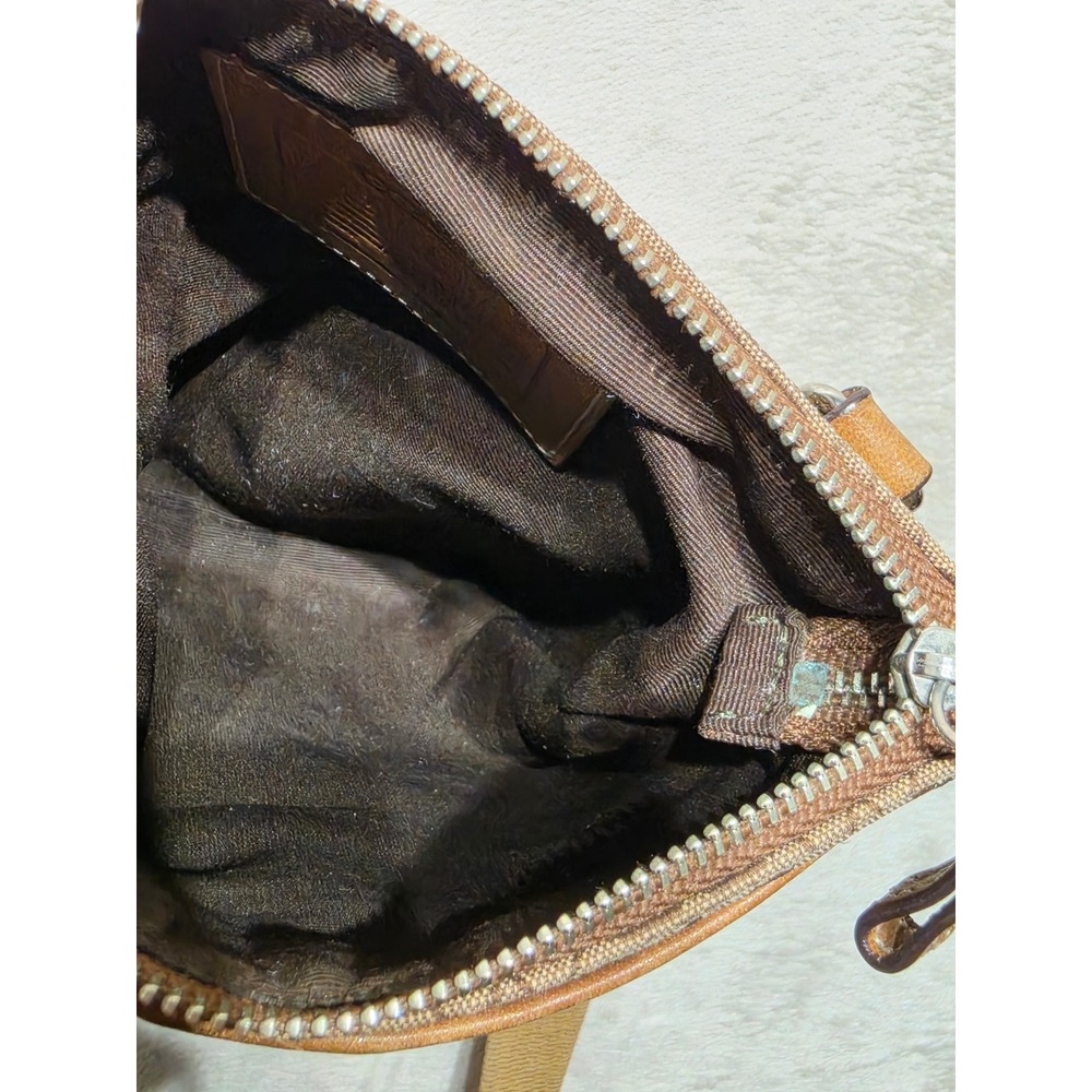 Coach Signature Jacquard Crossbody Bag Tan Leather Trim Slim Messenger Brown - Picture 12 of 12